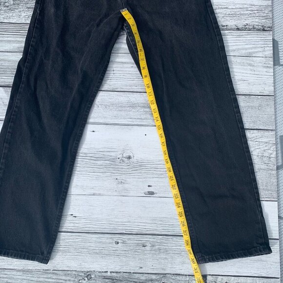 Wrangler Black Denim Straight Leg Dark Wash Classic Relaxed Fit Jeans - Picture 9 of 10